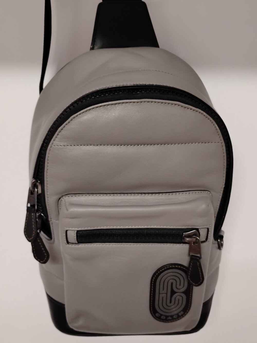 Coach West Pack With Quilting C5397 Stone Grey Leather Sling